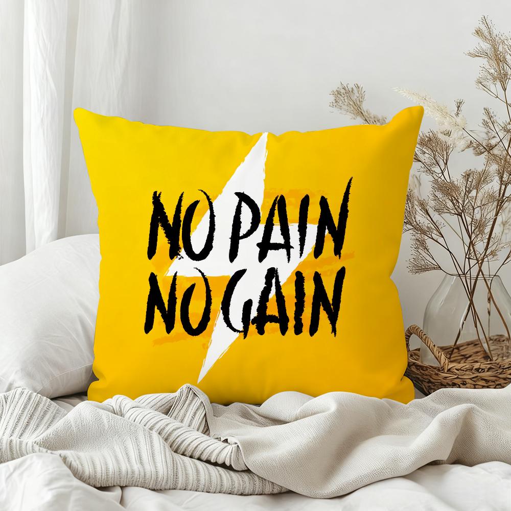 No Pain No Gain GYM Pillow Case Bedroom Sofa Living Room Backrest Decoration Square Cushion Nap Time