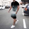 3D Men's Gradient T-shirt Shorts Sportswear Men 2 Pieces Fashion Clothing 2025 New Men's Clothing Jogging Suit