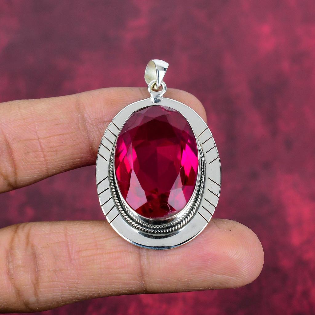 Rubellite Pendant, 925 Sterling Silver Pendant Gemstone Jewelry, Handmade Pendant Amazing Jewelry, Gift For Her