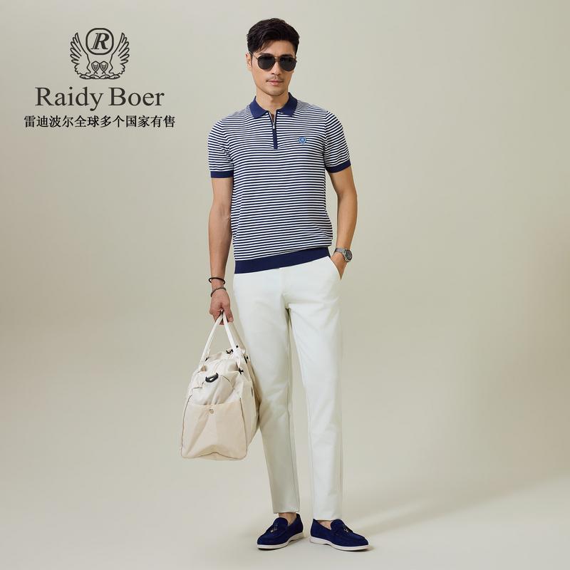 Silk and Linen Cotton Knitted Short-Sleeved T-Shirt Polo Shirt