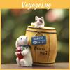 Cute Cartoon Wine Barrel Cat And Dog Mini Model Ornament For Photography And Gift Giving