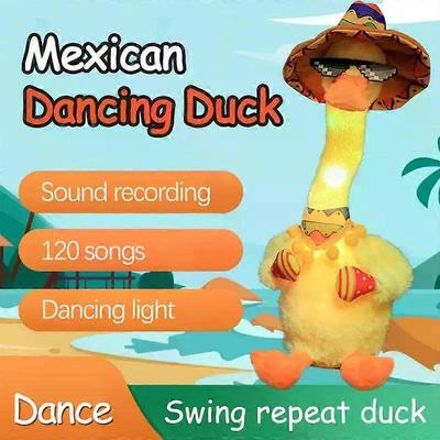 Dancing Singing Duck Plush Interactive Toy Recording Lighting Stuffed Toys With 120 Songs