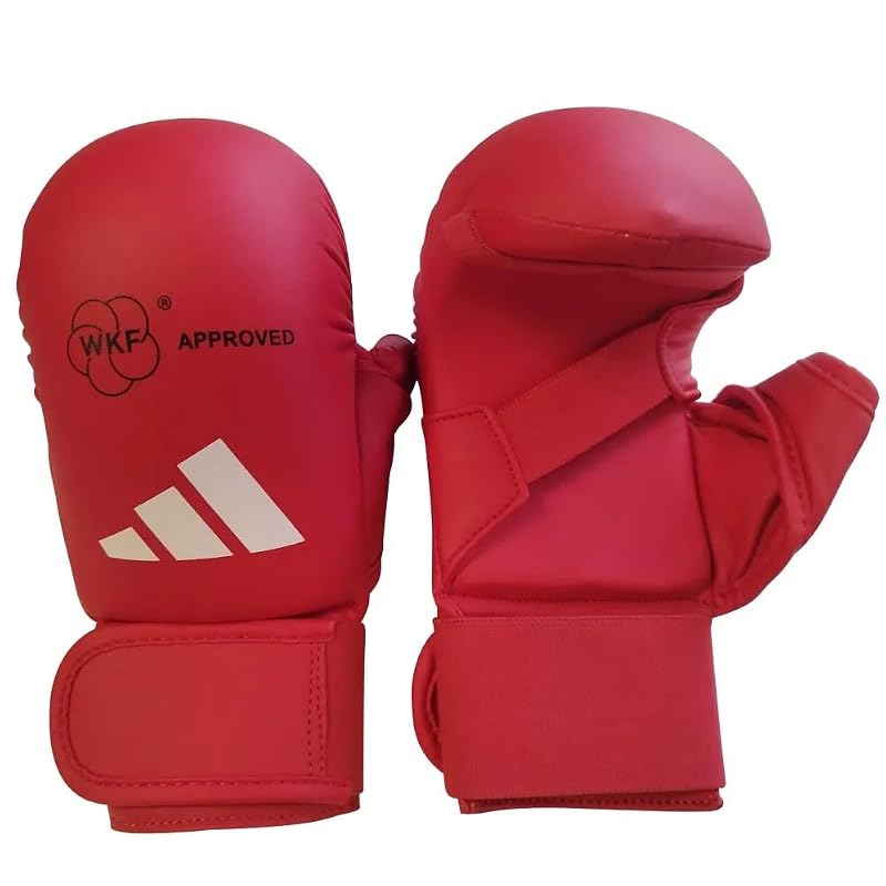 Защита кулака для каратэ adidas с защитой большого пальца, 2.0, одобрено WKF // Защита кулака Adidas, одобрено Всемирной федерацией каратэ (Красный, XS)