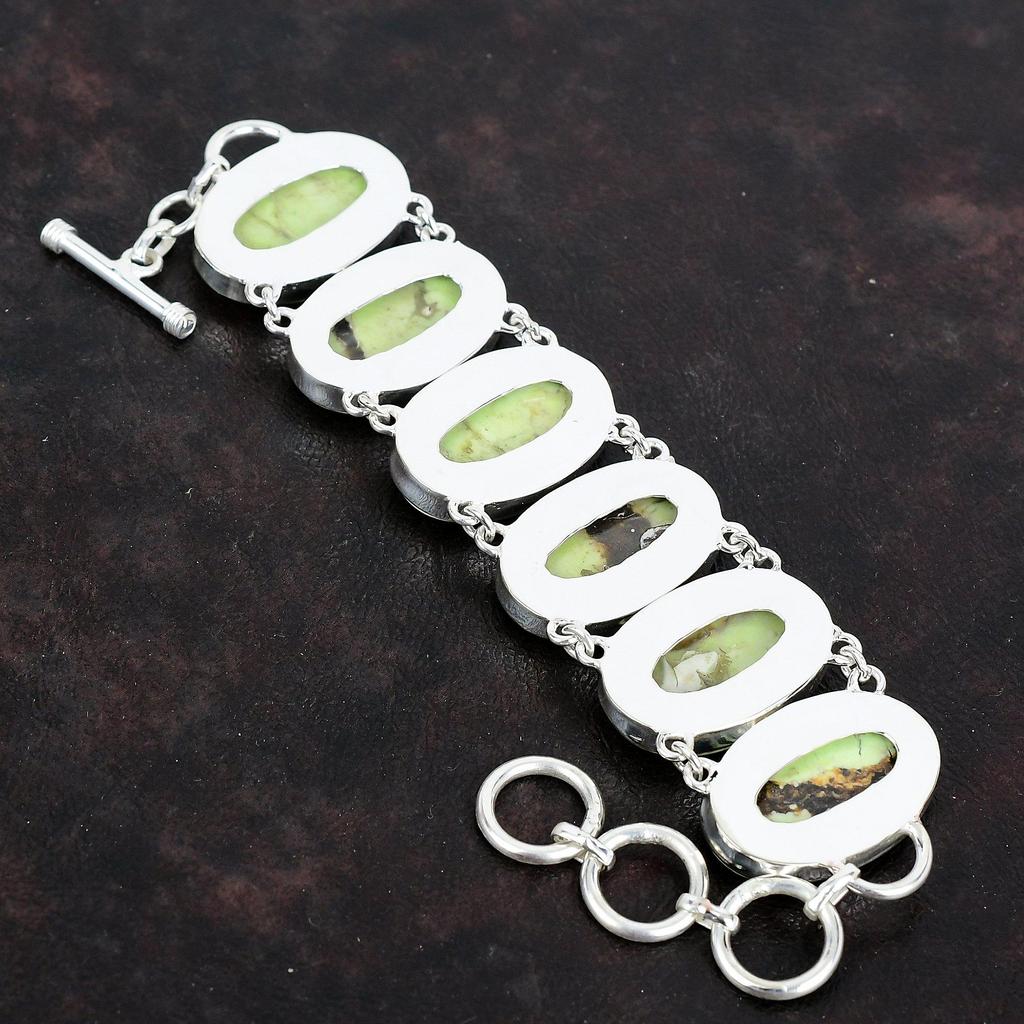 Браслет из лимонного хризопраза, браслет из драгоценных камней, серебро 925 пробы, регулируемый браслет-цепочка, ручная работа, лимонный хризопраз, ювелирные изделия, подарки для него