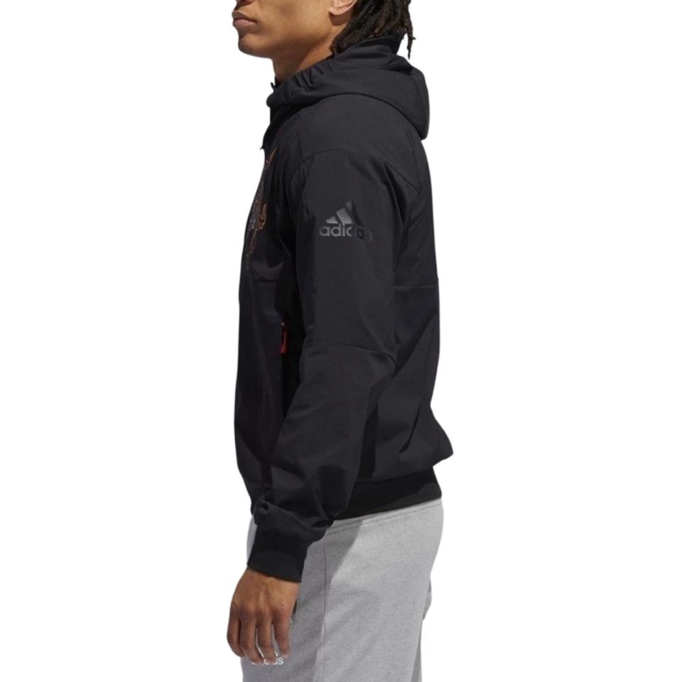 adidas Новогодняя серия с двойным тигровым узором на молнии, мужские топы, черный GG0767