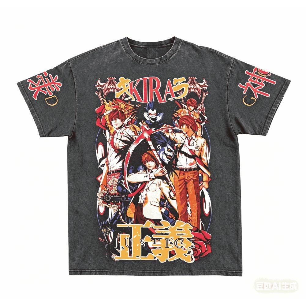 Death Note Washed T-shirt personality Clothes New Model Anime T-shirt Year round clothing Couples Plus Size Unisex Classic