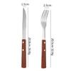 KXLCGYK Steak Knife and Fork Set, Wooden Handle, 18-8 Stainless Steel, 4-Piece Set, Stylish Cutlery
