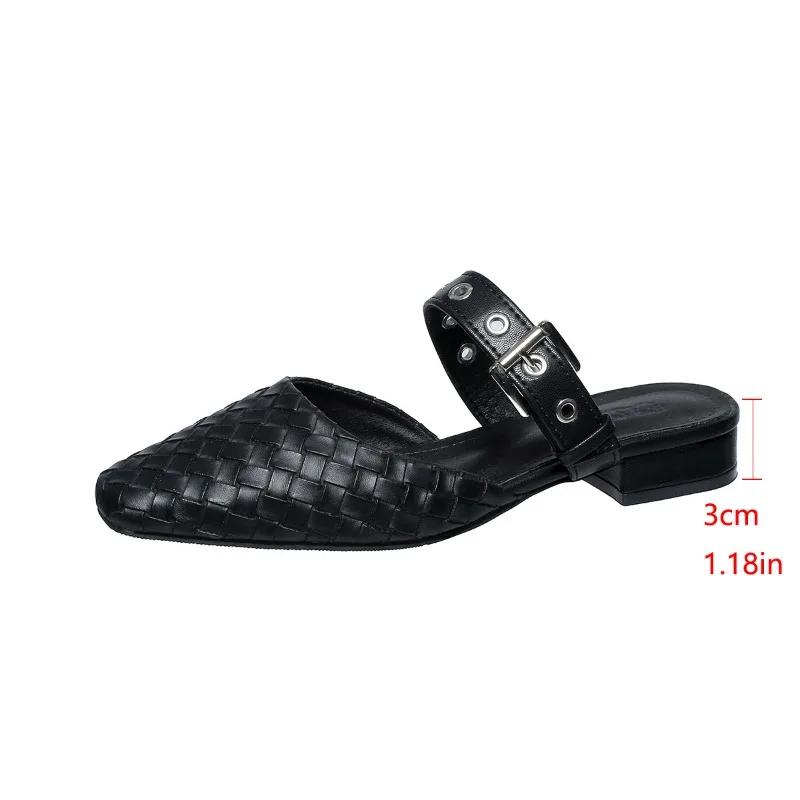 2024 Новые женские тапочки с острым носком, удобные и стильные, на среднем каблуке, простые и универсальные женские туфли Zapatos