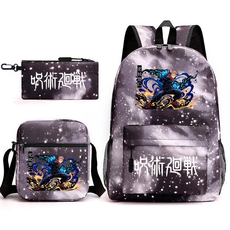 Teen Animation Backpack Elementary School Student Fashion School Bag Three-piece Set