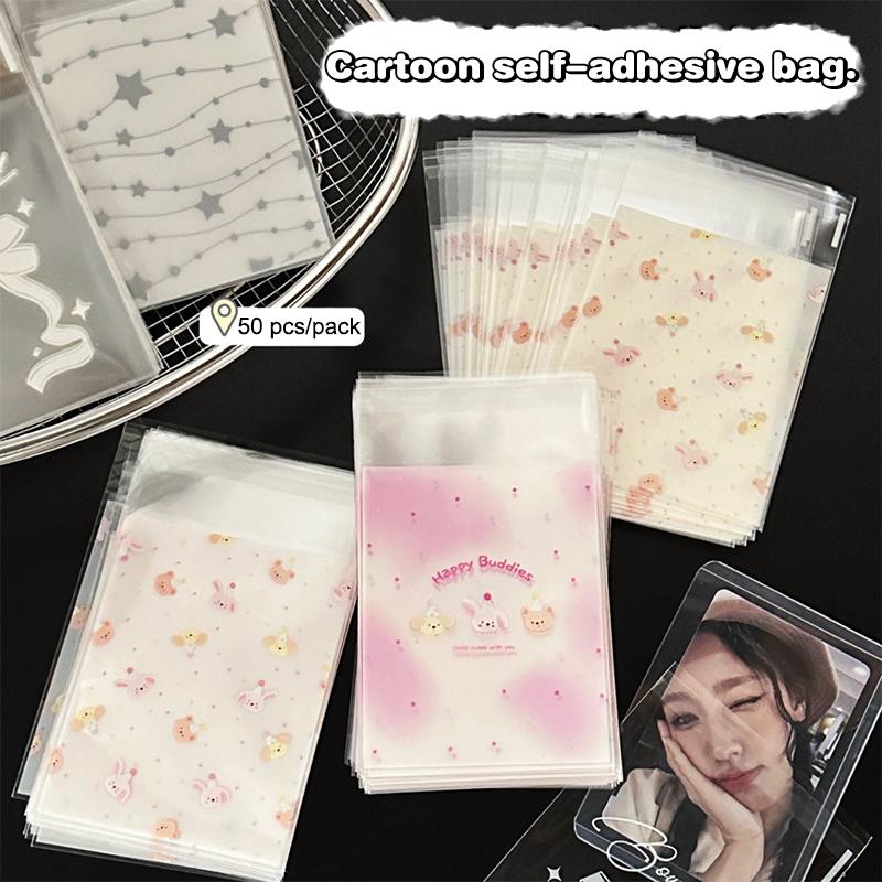 50 шт. милые мультяшные многоразовые пакеты самоклеящиеся креативные пакеты для печенья маленькие пакеты для конфет пакеты для закусок подарочная упаковка пакет