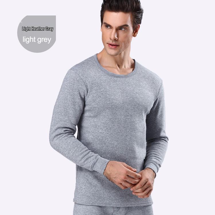 Мужской теплый комплект термобелья однотонного цвета на флисовой подкладке для осени и зимы