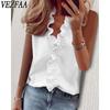 Women's Fashion Casual Spring Fall Solid Color Print Sleeveless V-Neck Blouses & Shirts