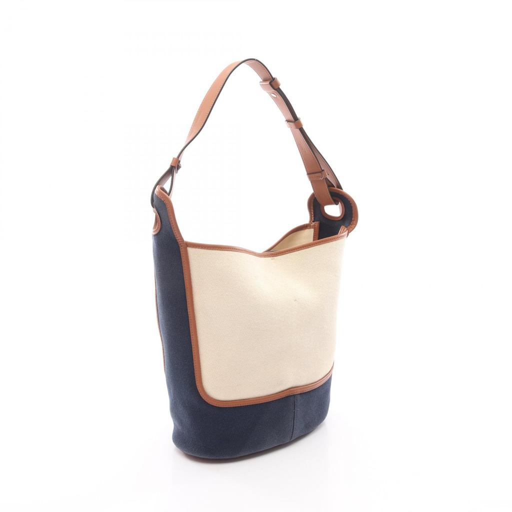Used LOEWE Anagram Hobo Bag Shoulder Bag canvas leather Beige Navy Brown Used Women