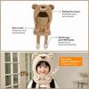 Polyester Winter Balaclava Hat Warm Plush Lining Plush Bear Hat Fun Kids Hooded Scarf  Outdoor Play