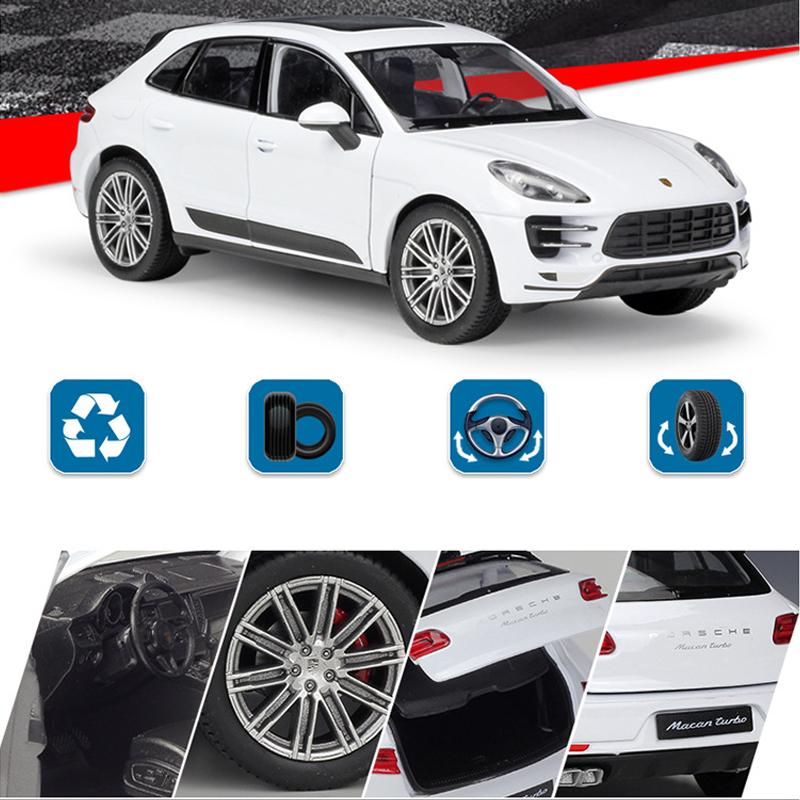 1/24 Scale WELLY Porsche Macan Turbo Alloy Car Model Diecasts Metal Toy Vehicles Car Model High Simulation Collection Childrens Gifts