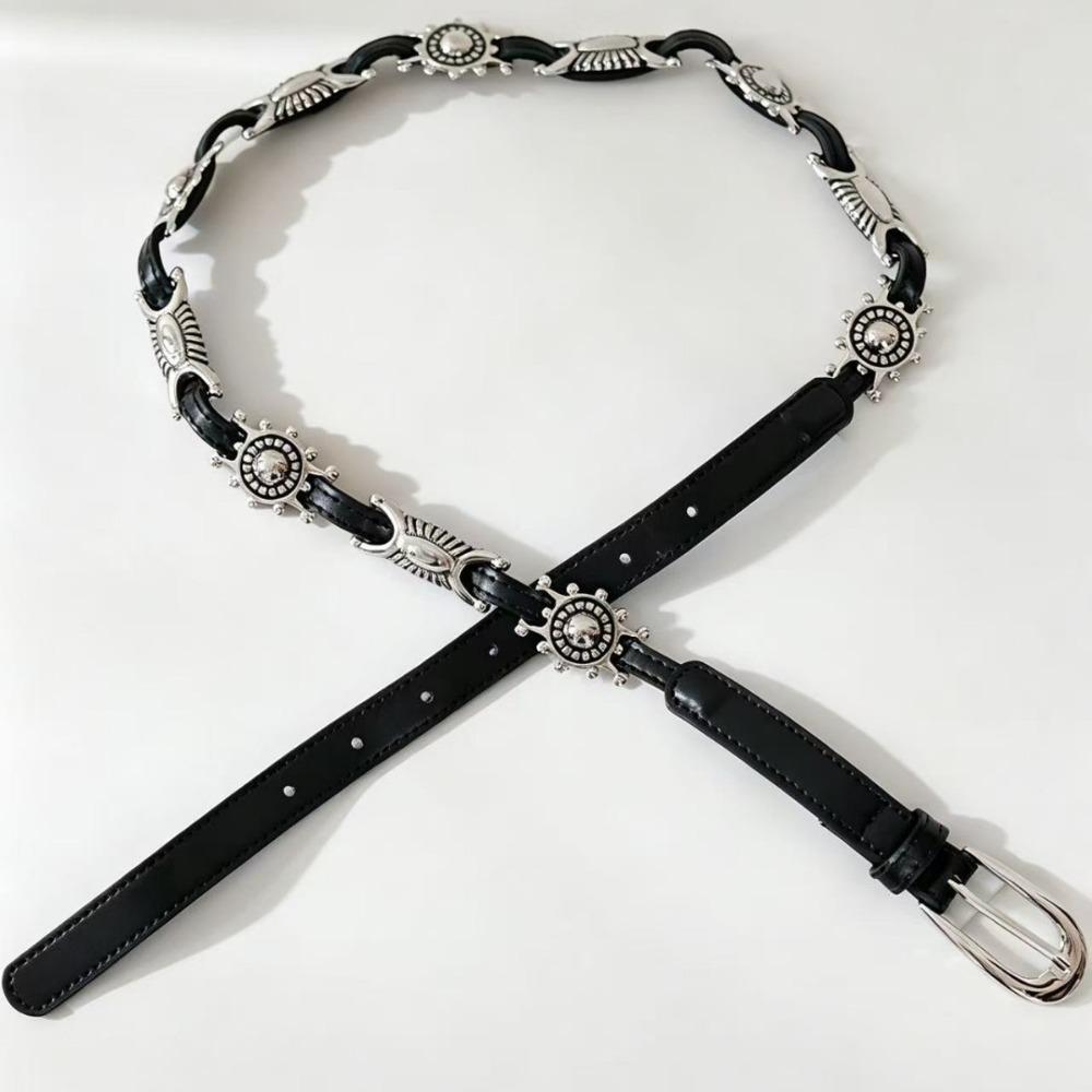 Y2K Bohemian Style Belts Thin Ethnic Style Waistband Punk Metal Carved Belts Jeans Decorative