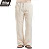 Men's Cotton Linen Pants Summer Solid Color Breathable Linen Trousers Male Casual Elastic Waist Fitness Pants