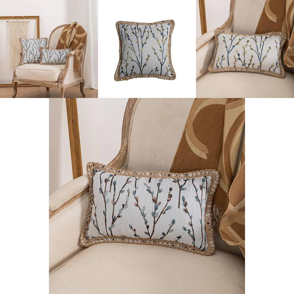 Modern Minimalist Sofa Pillow Cover With Floral Pattern In Polyester Fabric For Living Space