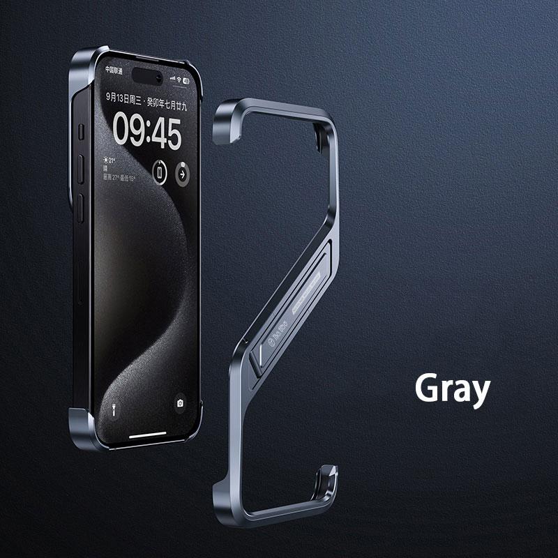 Металлический невидимый держатель Чехол для телефона Для iPhone 14 15 16 Pro Max S-образный Безрамочная алюминиевая крышка телефона Рассеивание тепла Подставка Оболочка