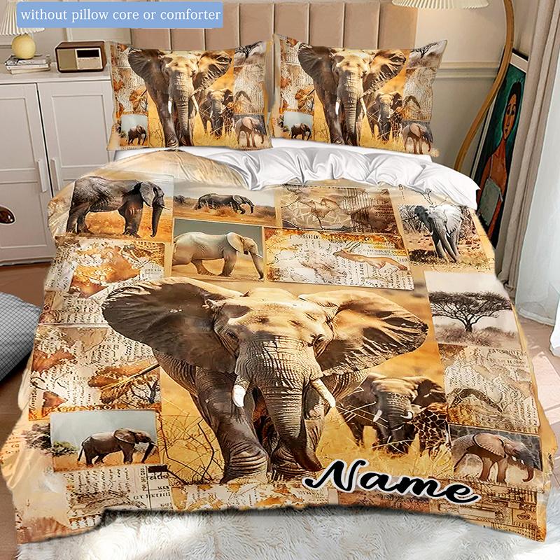 Elephantherd Customize Your Name Duvet Cover Soft Bedding Set For Bedroom Guest Room And Dorm Decoration Threepiece Set Includes 1 Duvet Cover 2