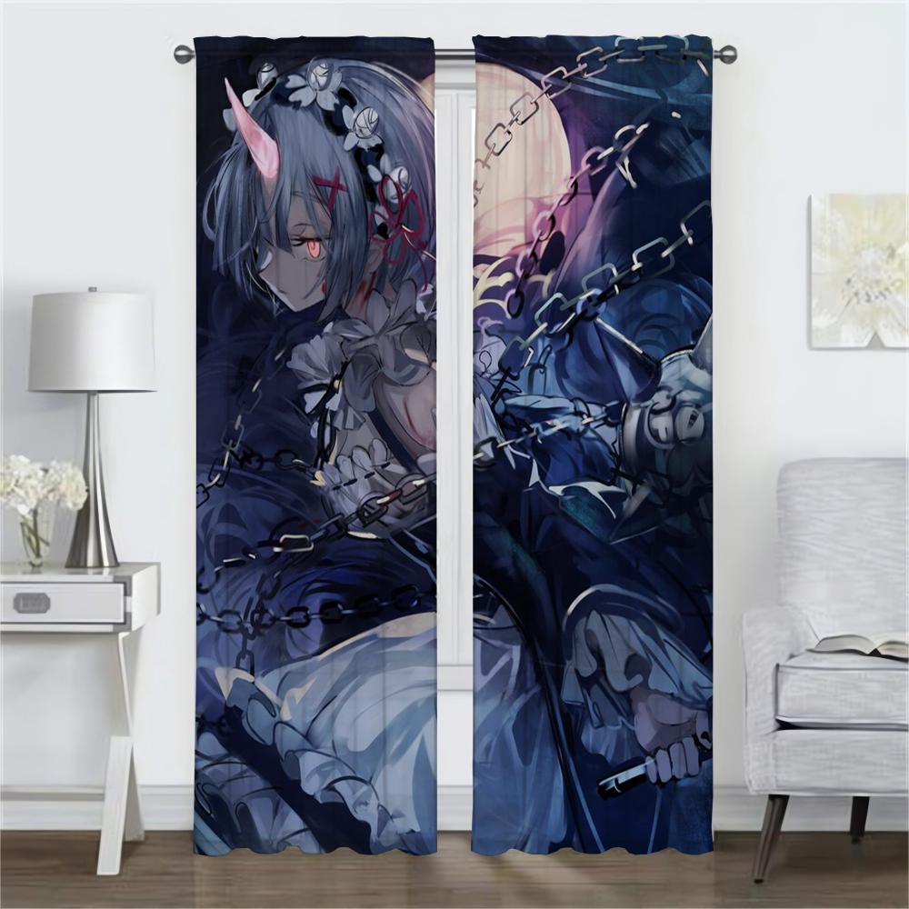 Шторы для спальни Re-zero Shades Оконные шторы для комнаты 2 Панельные перегородки Домашний интерьер Шторы Украшения на Хэллоуин Гостиная
