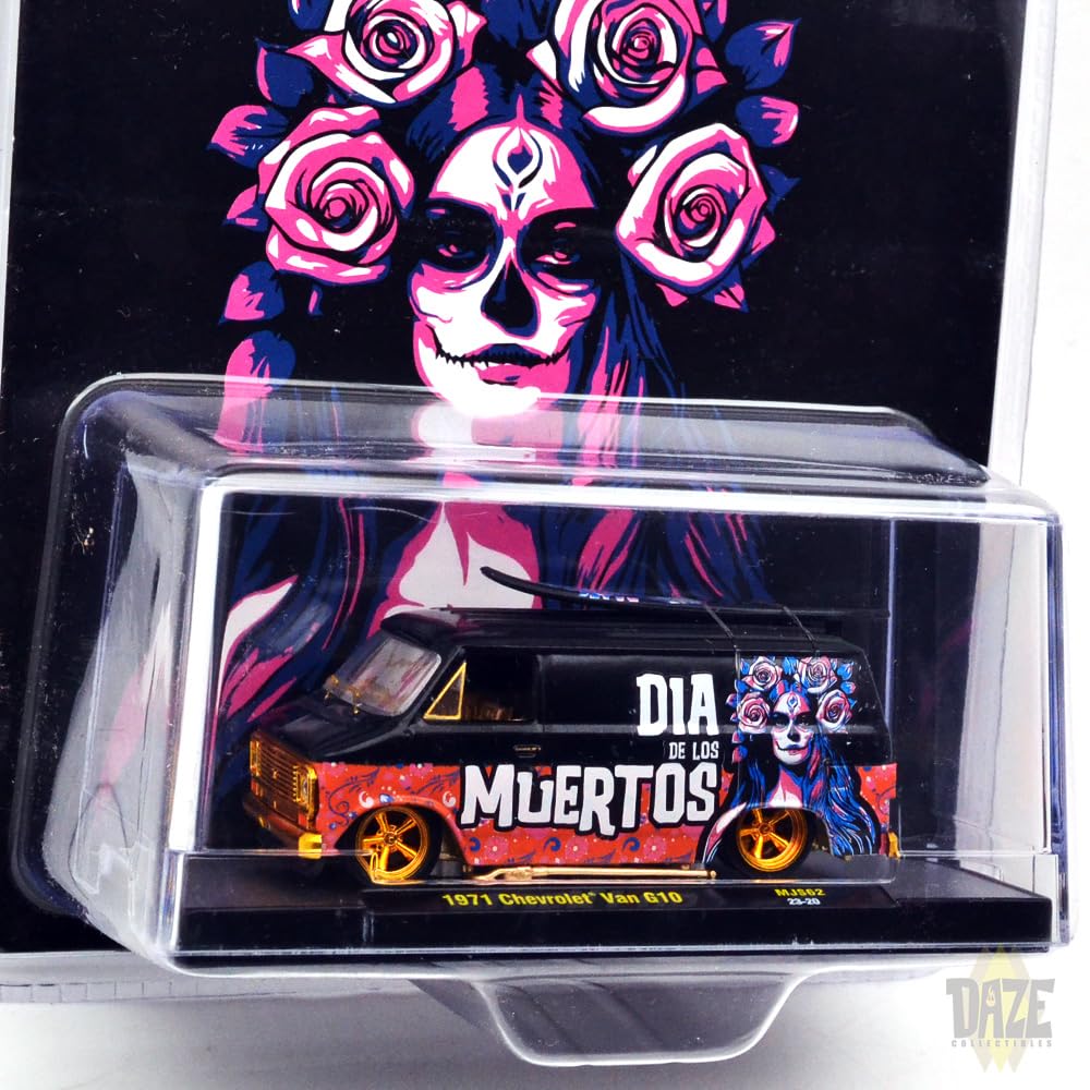 M2 MACHINES масштаб MjJo Ограниченная серия 1971 Chevrolet Van G10 de Muertos из серии Chase Car 164 Día (День мёртвых)