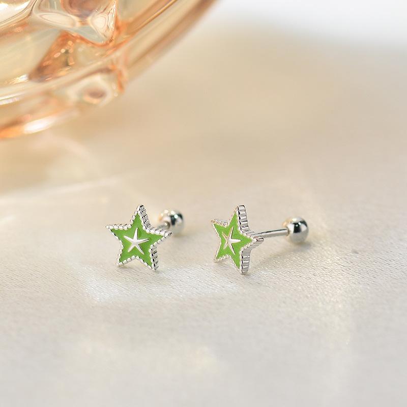 Звездные винты-ушки маленькие мини милые серьги-звездочки женские текстурные изысканные серьги