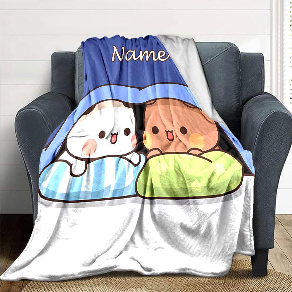Customiz Name Personality Bubu Dudu (4) Blanket Soft &Warm Sofa Office Bed Travel Lunch Break Blanket, Gift Suitable for All Seasons