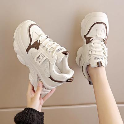 Кроссовки женские весенний сезон маленькие белые туфли небольшая высота подъема платформа папины кроссовки