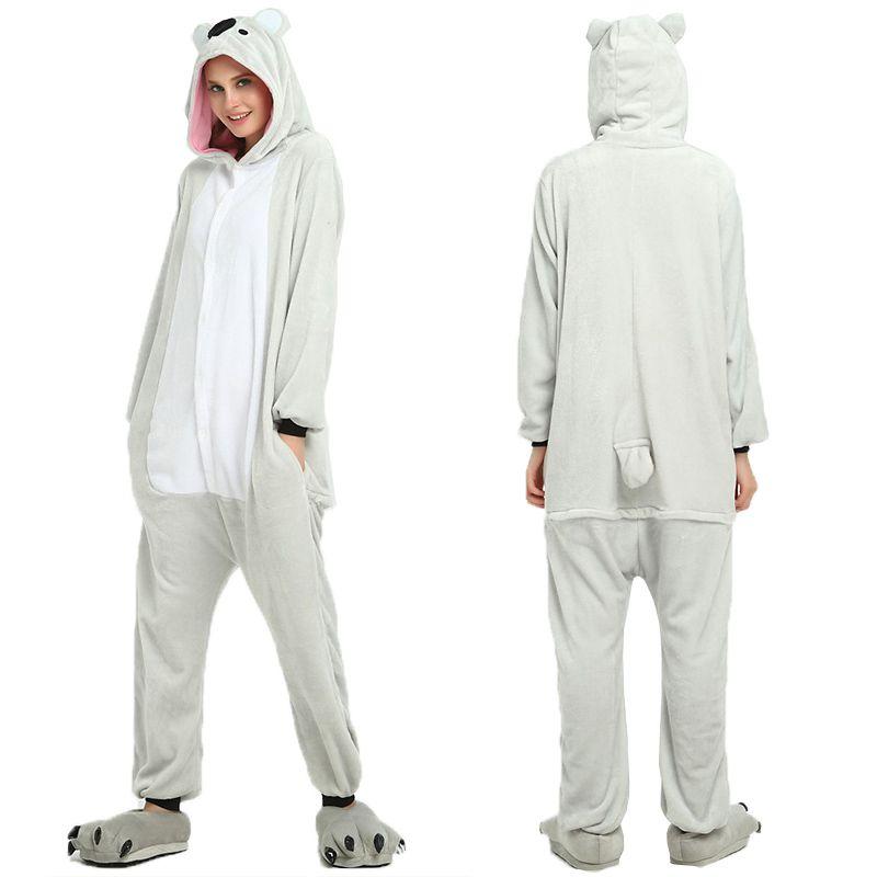 Уютная унисекс взрослая фланелевая пижама-костюм животного с боковыми карманами