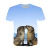 Summer Comfortable Soft Round Neck Short Sleeve T-shirt Seal Series 3D Digital Printed Loose Fashion Large Size Men's Women's T-shirts