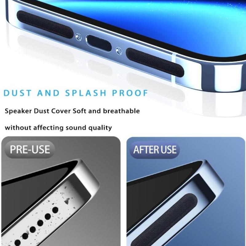 Dustproof Mesh Speaker Stickers, Anti-Dust Protector with Brush/Tweezers for iPhone 14/13/12/11 Pro Max