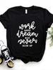 Work Hard Dream Big Letter Print Женская футболка с коротким рукавом и круглым вырезом Свободная женская футболка Женская модная футболка Топы Одежда