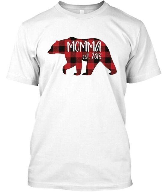 Buffalo Plaid New Mom Bear TTshirt Made in the USA Size S to 5XL