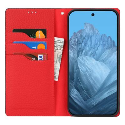Чехол для Google Pixel 9 Pro XL с текстурой личи, чехол из натуральной коровьей кожи
