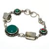Green Onyx Rainbow Calsilica Gemstone 925 Silver Plated Bracelet 6-8"