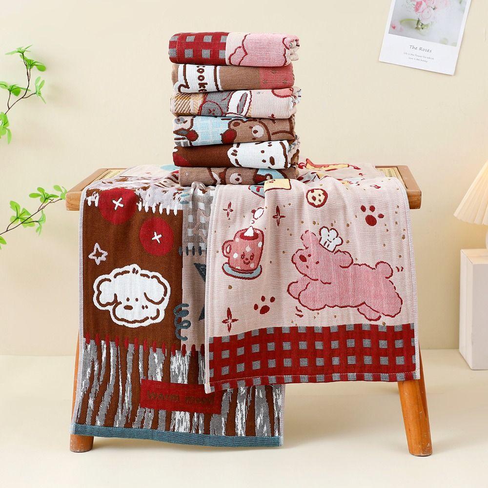 34x74cm Large Hand Towel 4 Layer Cotton Gauze Kitchen Towel Cute Face Towels Home Restaurant