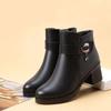 Winter Women Leather Boots Thick Wool Warm Women High-heeled Shoes High Quality Female Snow Boots Fashion Women Ankle Boots