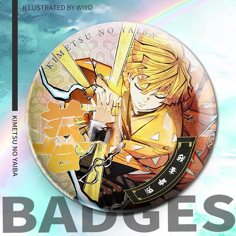 58-миллиметровые лазерные значки с товарами из аниме «Убийца демонов»: Значки Tanjiro, Zenitsu, Giyu и Muichiro Tokito — идеальны в качестве аксессуаров и украшений для костюмов