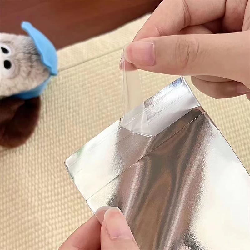 50 шт. зеркальные серебряные чехлы для фотокарточек самоклеящиеся обложки для карточек Idol Photo Packaging Bag самозапечатывающийся пакет протектор для подарочных карт