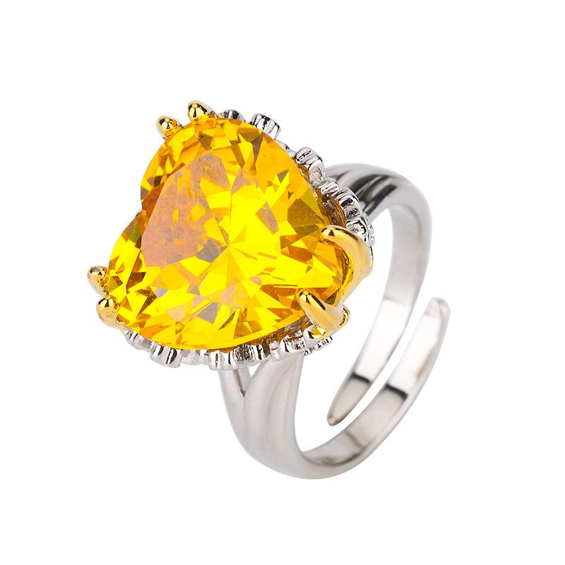 Осенние и зимние украшения, кольца, инкрустированные в форме сердца красочные сокровища, модная ретро-элитная легкая роскошная женская мода