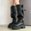 Retro Fashion Pants Boots Women's 2025 Autumn New Thick-soled Round Head Heightening Stacking Boots But Knee Boots Women
