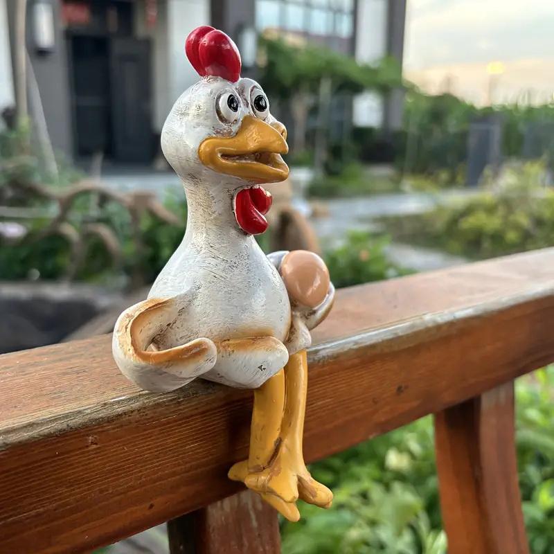 Смешная фигурка петуха, креативная смоляная скульптура животного для двора, скульптура цыпленка, украшение для дома, орнамент