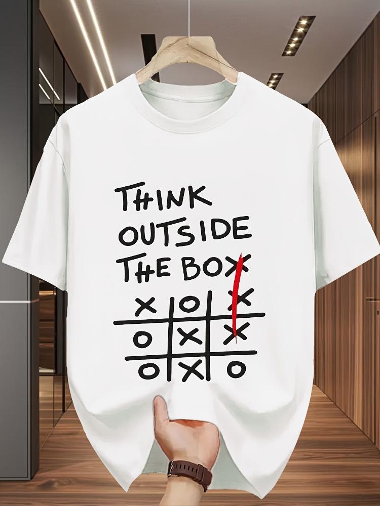 Unisex Beige Crew Neck Tee Tic Tac Toe Slogan Text Print Oversized Short Sleeve Unisexs Summer Streetwear Casual Daily Basic Wear Top