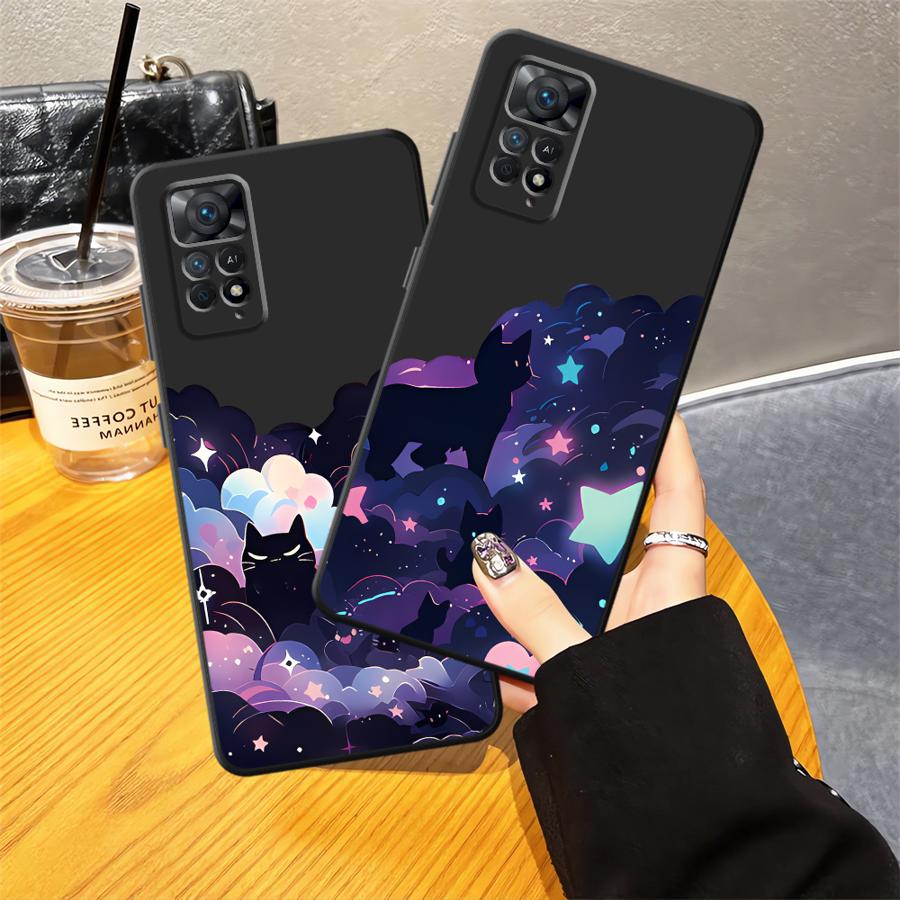 Чехол для телефона для Xiaomi Redmi Note 14 11S 14C A1 A2 A3 12 11 Pro 13 Pro Plus 9 8 7 12C 13C A4 A5 K40 K80 10 12S Черный Кот