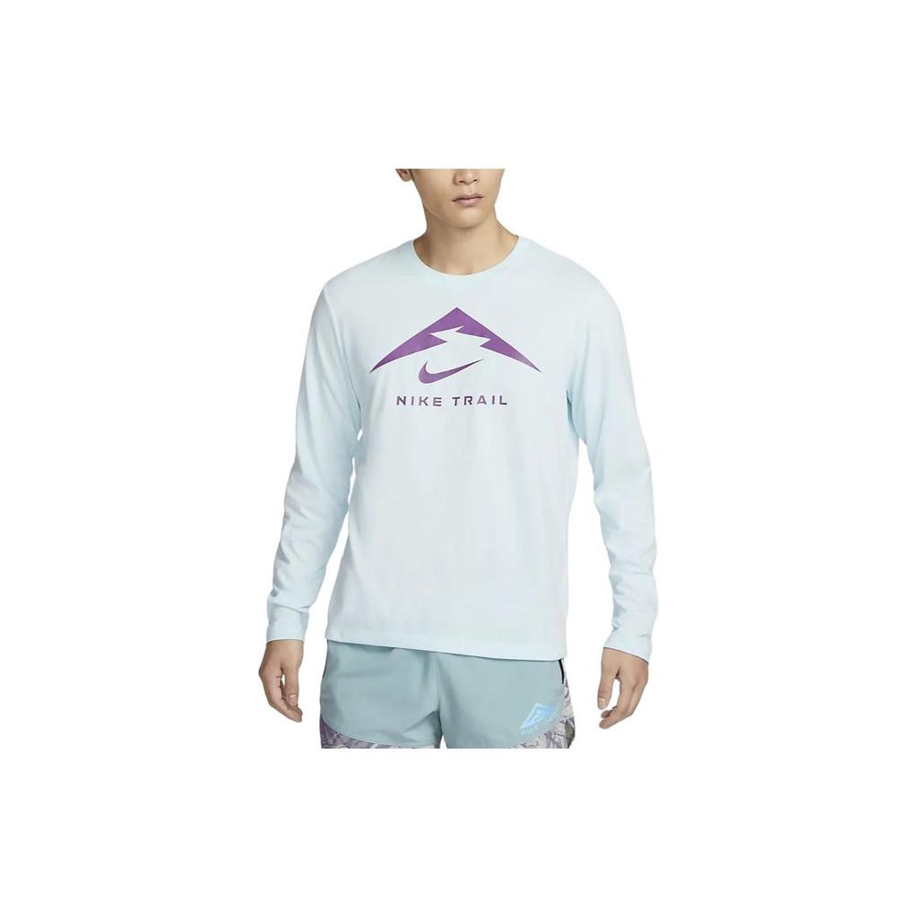 Nike Футболка с длинным рукавом и круглым вырезом American Vintage Letter Print, быстросохнущая, мужская, цвет Glacier-Blue FN0828-474