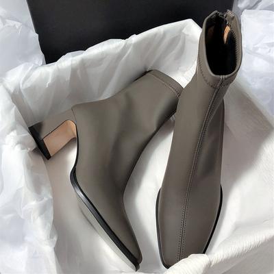 Эластичные сапоги на высоком каблуке, женские, осень-зима, модные, удобные, легкие, ботильоны для женщин, черные, эластичные, мокасины, Botas Botines