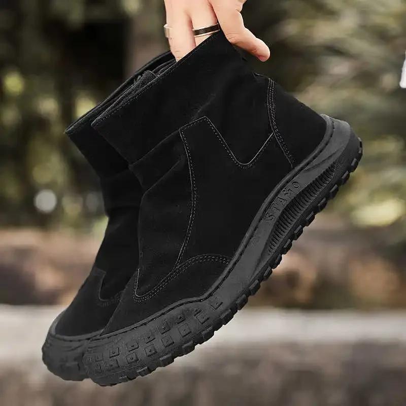 New High Top Workwear Shoes Trendy and Versatile Breathable and Non Slip Casual Labor Protection Shoes Men's Boots