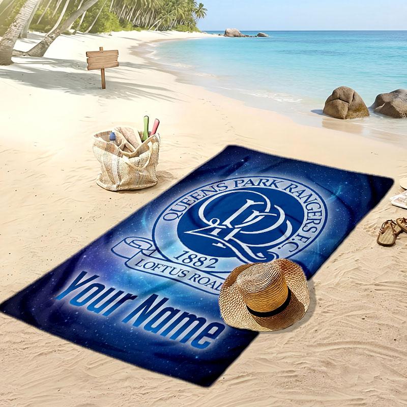 Queens Park Rangers FC Personalized Printed Beach Towel Soccer Logo Support Custom Name Text Absorbent Towel For Sport Travel Special Gift