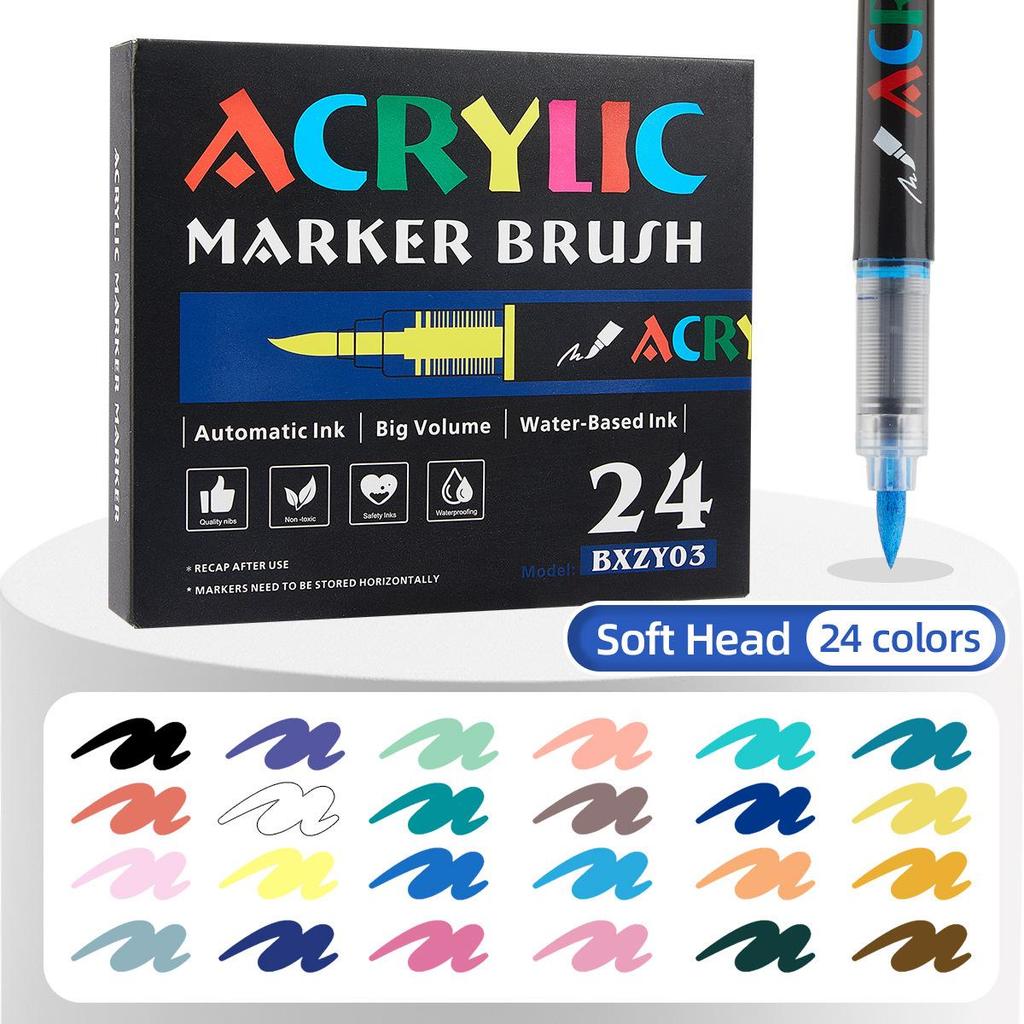 Моющиеся акриловые маркеры с мягким наконечником – Набор для DIY: Ваза для стекла и акварельные маркеры